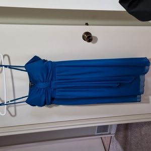Blue midi dress with spaghetti straps